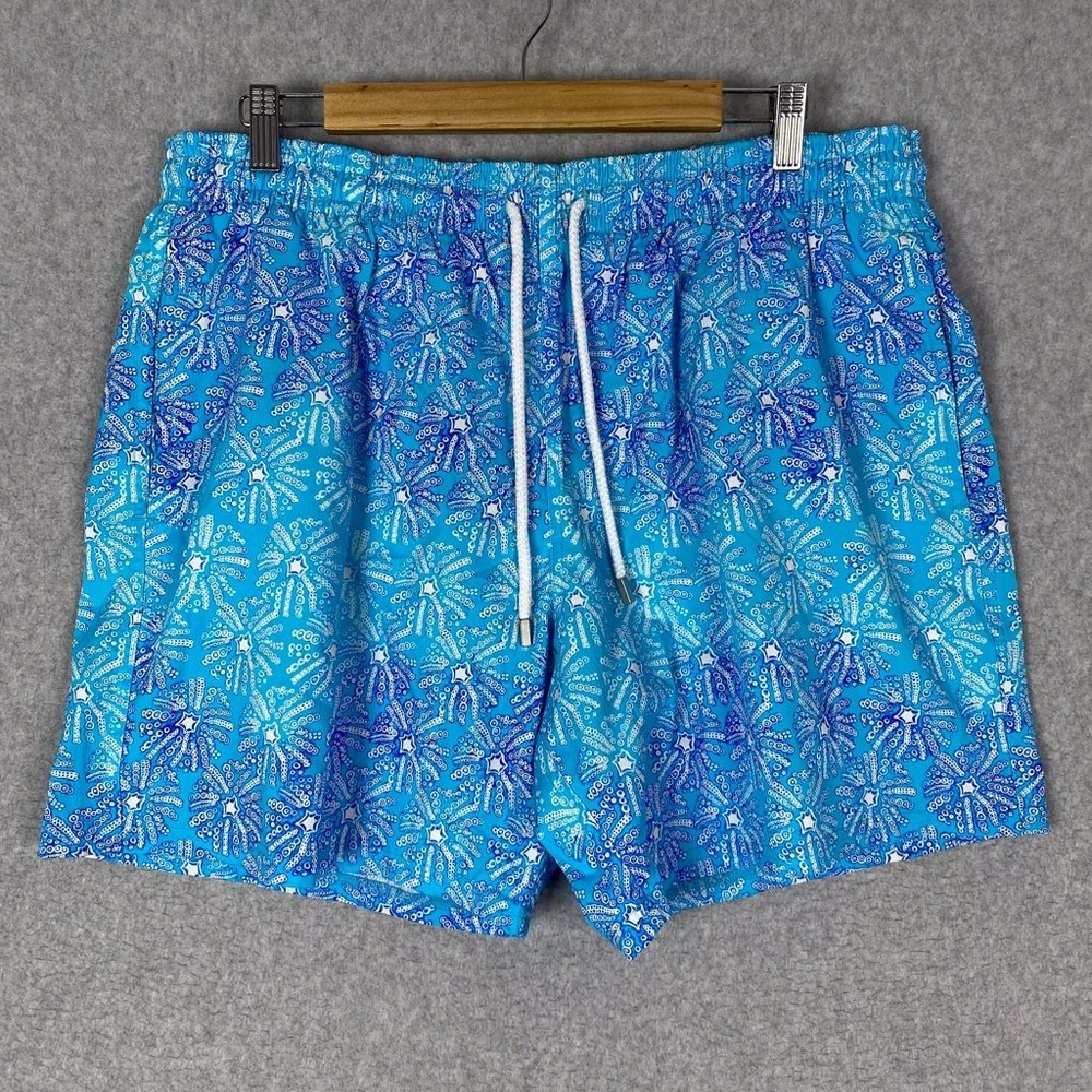 Vilebrequin Shorts Mens 3XL Blue Sea Urchin All Over Print Swim Trunks XXXL